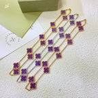 Dream CLOVER 10 MOTIFS  PURPLE VIOLET  NECKLACE