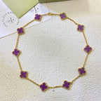 Dream CLOVER 10 MOTIFS  PURPLE VIOLET  NECKLACE