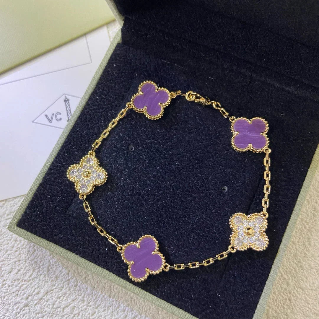 [Dream ]New  CLOVER 5 MOTIF VIOLET BRACELET COLLECTION
