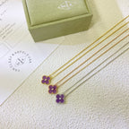 Dream CLOVER 15MM DIAMOND  PURPLE VIOLET NECKLACE