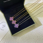 Dream CLOVER 15MM DIAMOND  PURPLE VIOLET NECKLACE