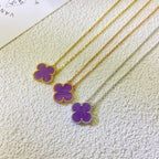 Dream CLOVER 15MM  PURPLE VIOLET NECKLACE