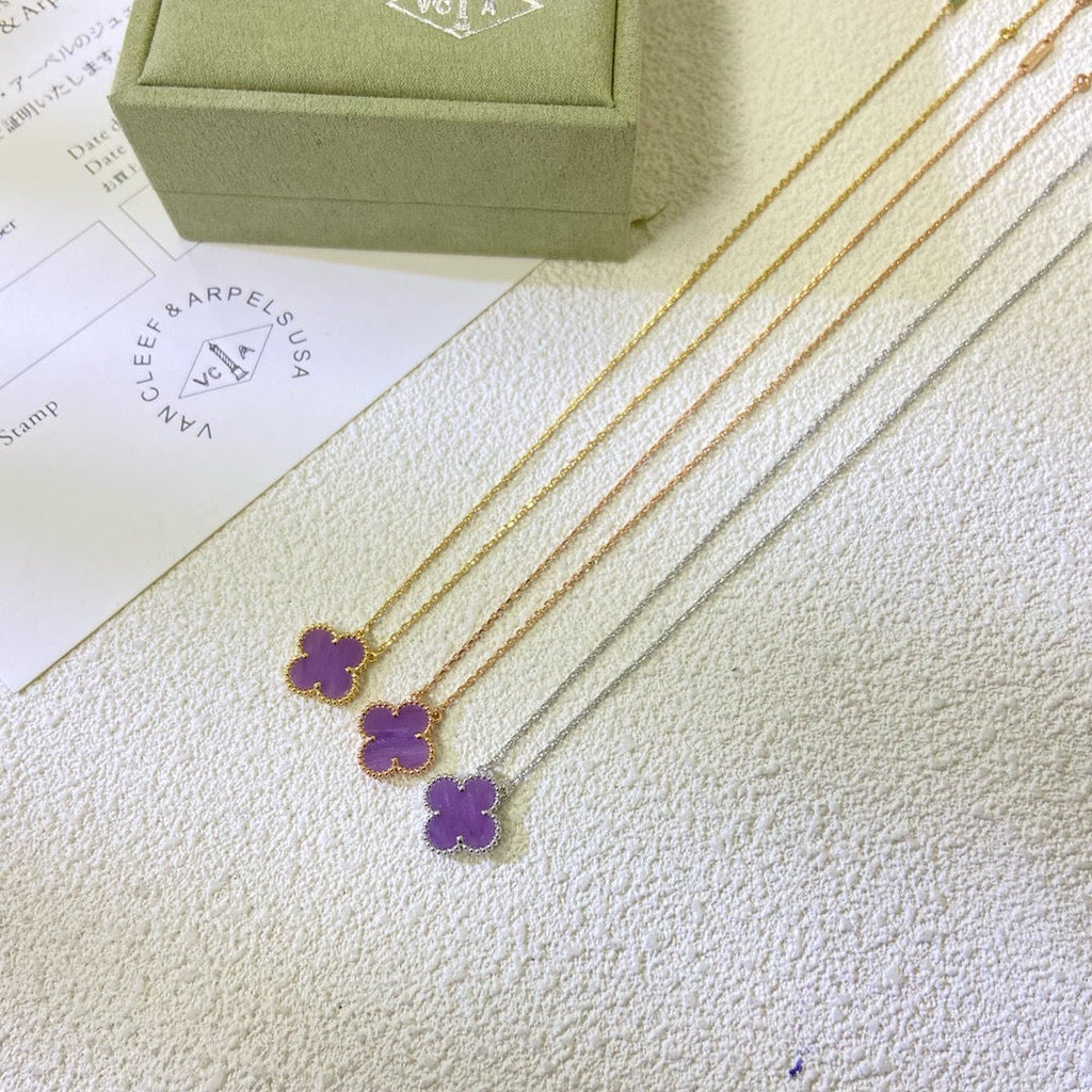 Dream CLOVER 15MM  PURPLE VIOLET NECKLACE