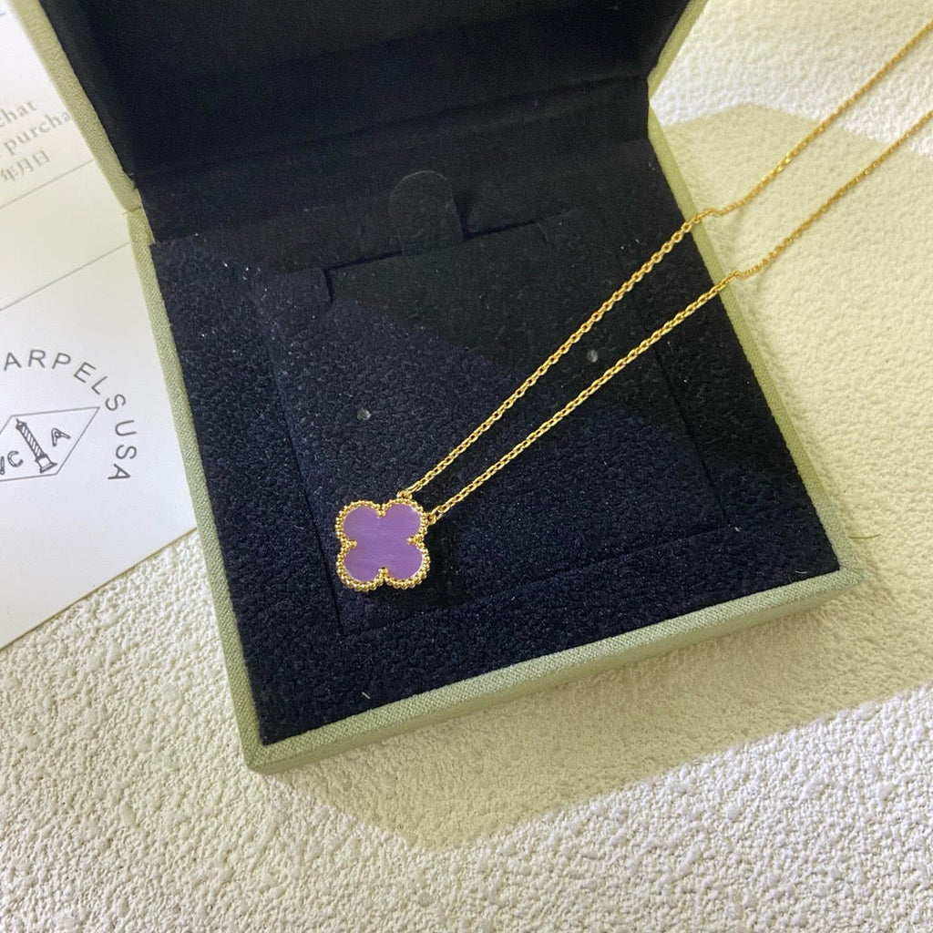 Dream CLOVER 15MM  PURPLE VIOLET NECKLACE