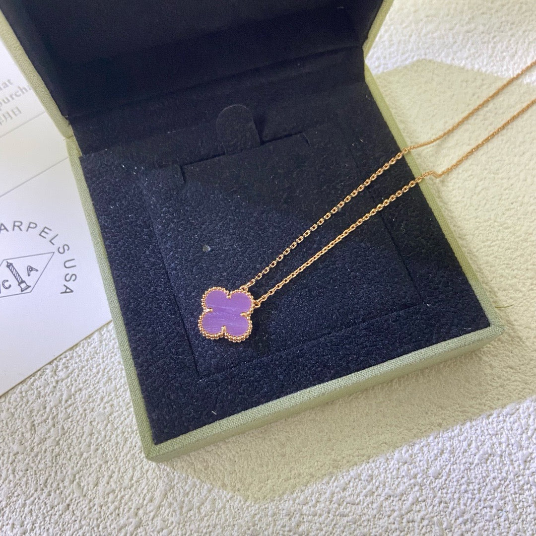 Dream CLOVER 15MM  PURPLE VIOLET NECKLACE