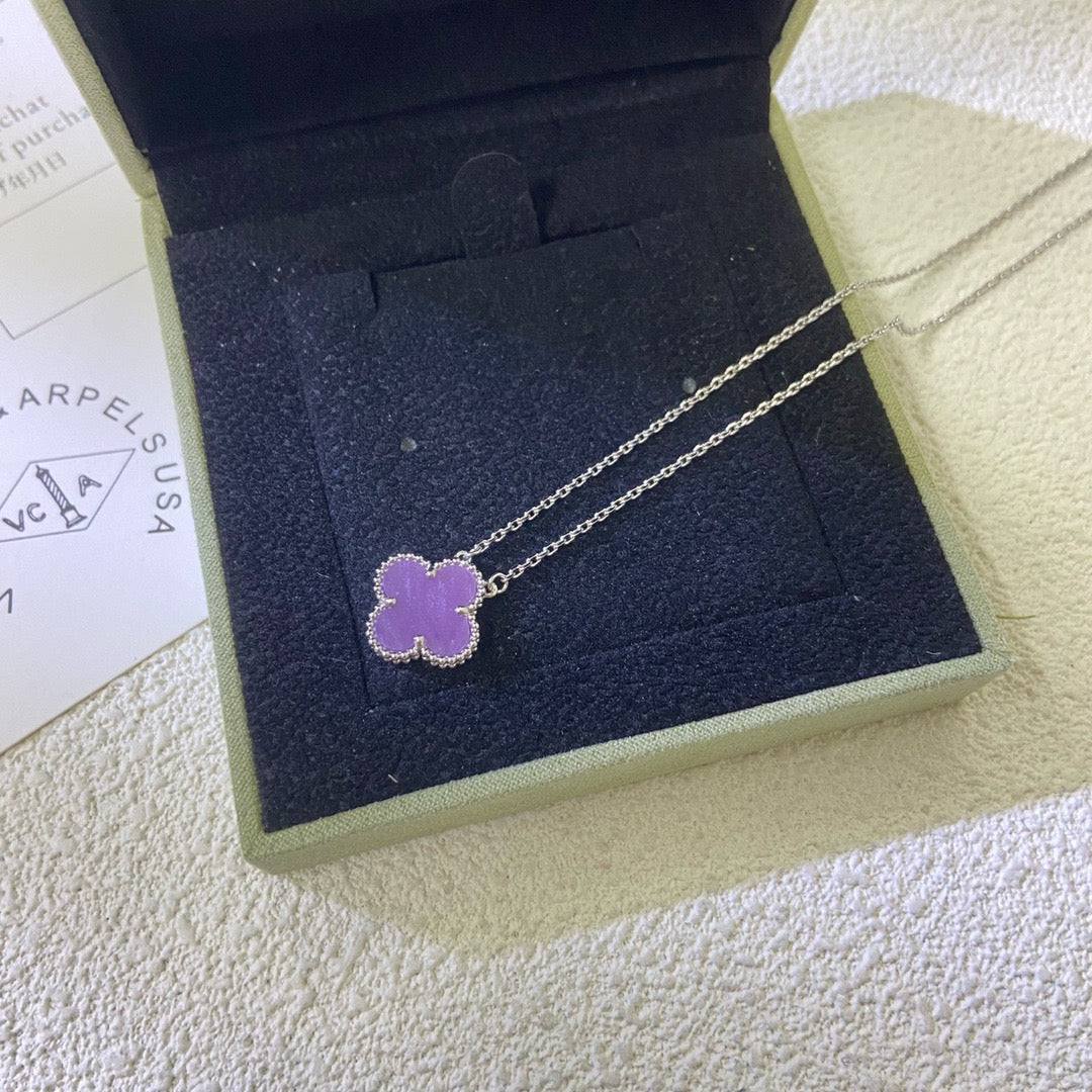 Dream CLOVER 15MM  PURPLE VIOLET NECKLACE