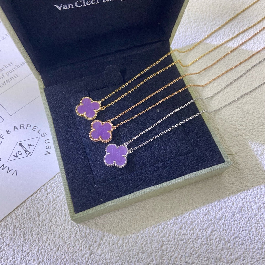 Dream CLOVER 15MM  PURPLE VIOLET NECKLACE