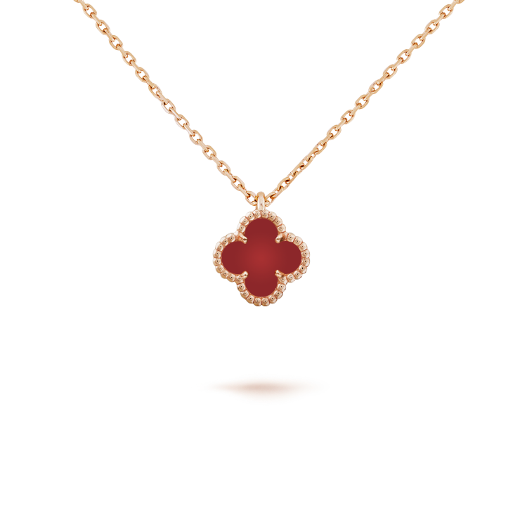 Dream CLOVER MINI 9.5MM WHITE CARNELIANS NECKLACE