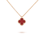 Dream CLOVER MINI 9.5MM WHITE CARNELIANS NECKLACE