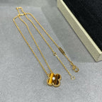 Dream CLOVER Halskette mit 15-mm-Diamant und gelbem Tigerauge-Achat