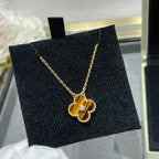 Dream CLOVER Halskette mit 15-mm-Diamant und gelbem Tigerauge-Achat