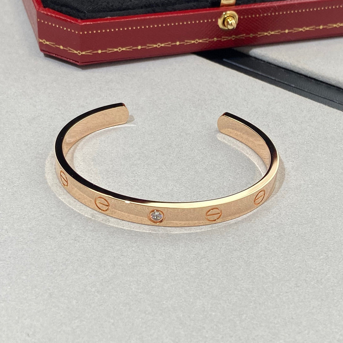 Dream LOVE BRACELET 6.1MM 1 DIAMOND OPEN CUFF