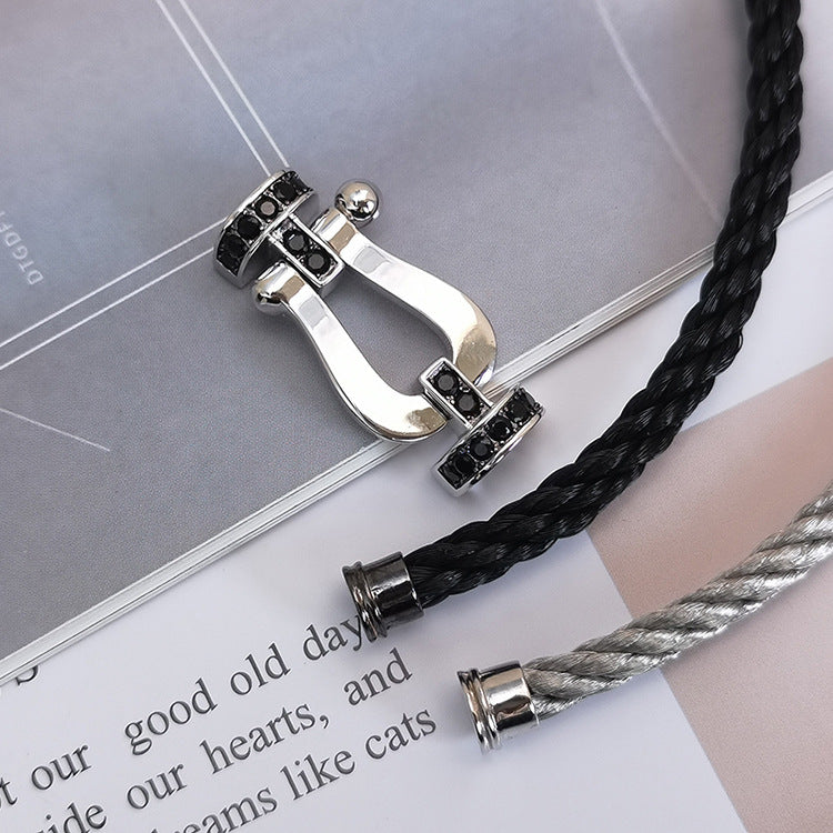Dream FORCE LARGE HORSESHOE BLACK DIAMOND BRACELET SILVER