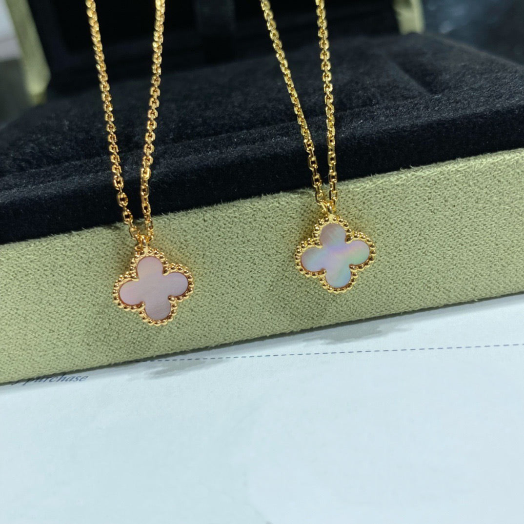 ドリーム クローバー 15MM ピンクマザーオブパール シングルフラワー ネックレス