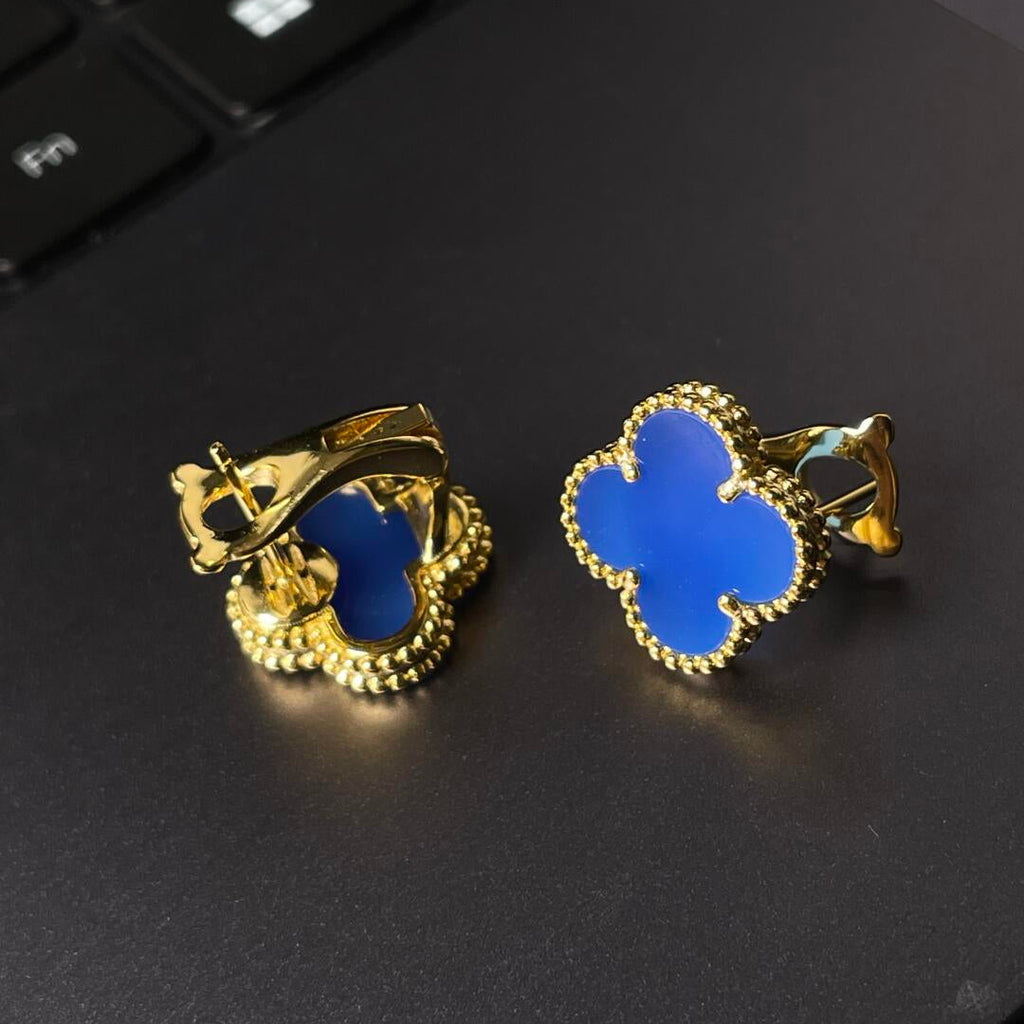 [Dream ] CLOVER LARGE (20mm) 1 MOTIFS BLUE MOP STUD EARRINGS