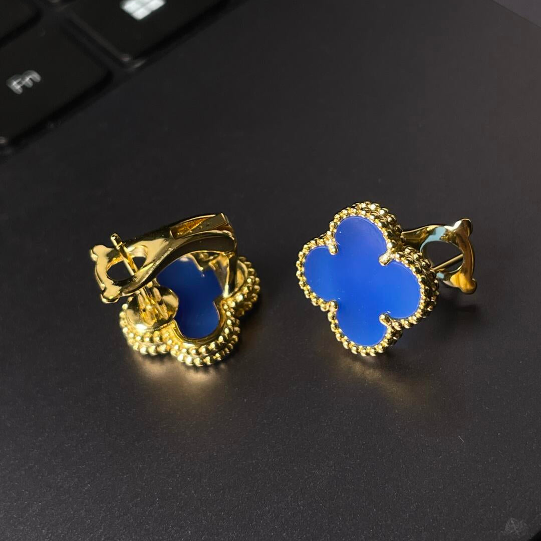 [Dream ] CLOVER LARGE (20mm) 1 MOTIFS BLUE MOP STUD EARRINGS