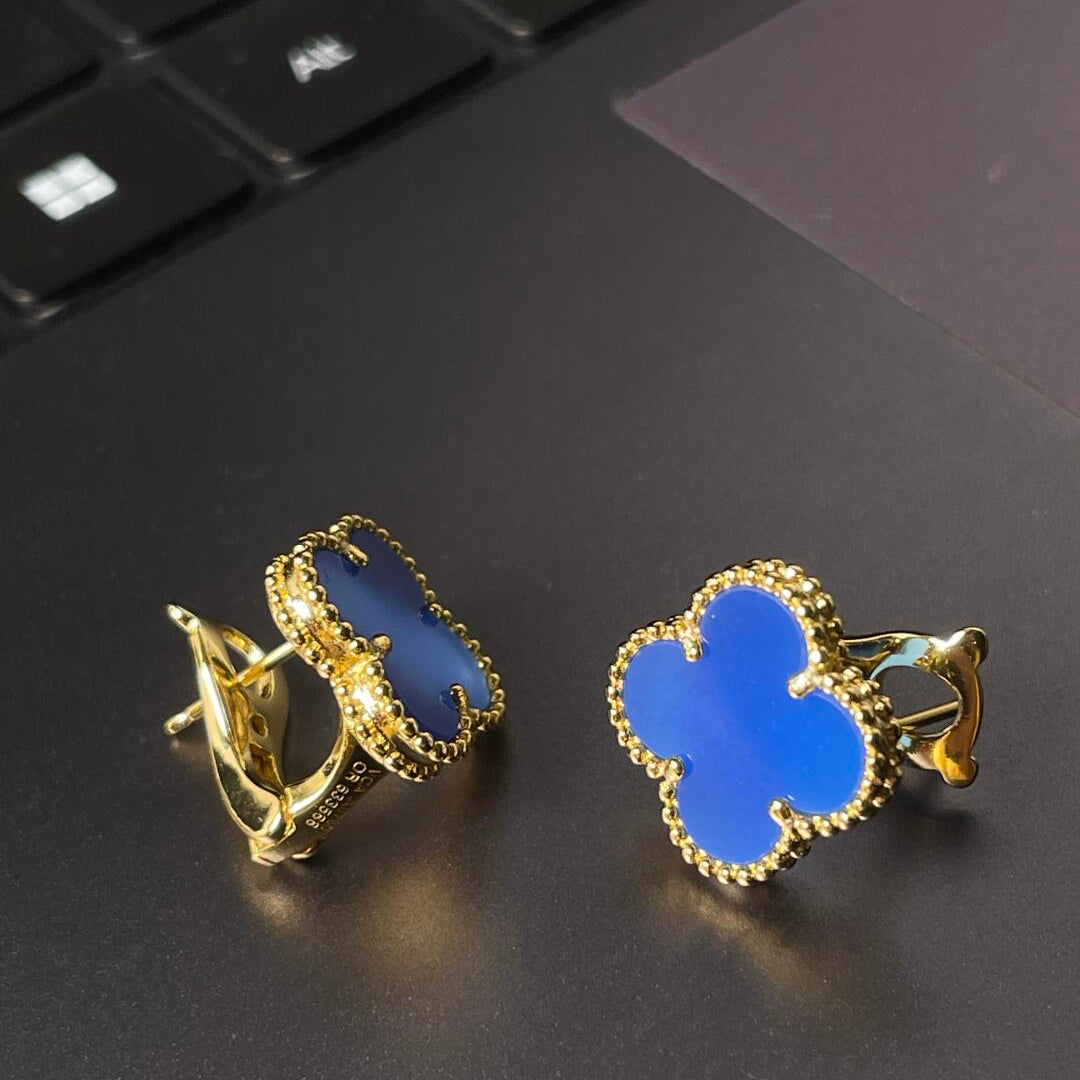 [Dream ] CLOVER LARGE (20mm) 1 MOTIFS BLUE MOP STUD EARRINGS