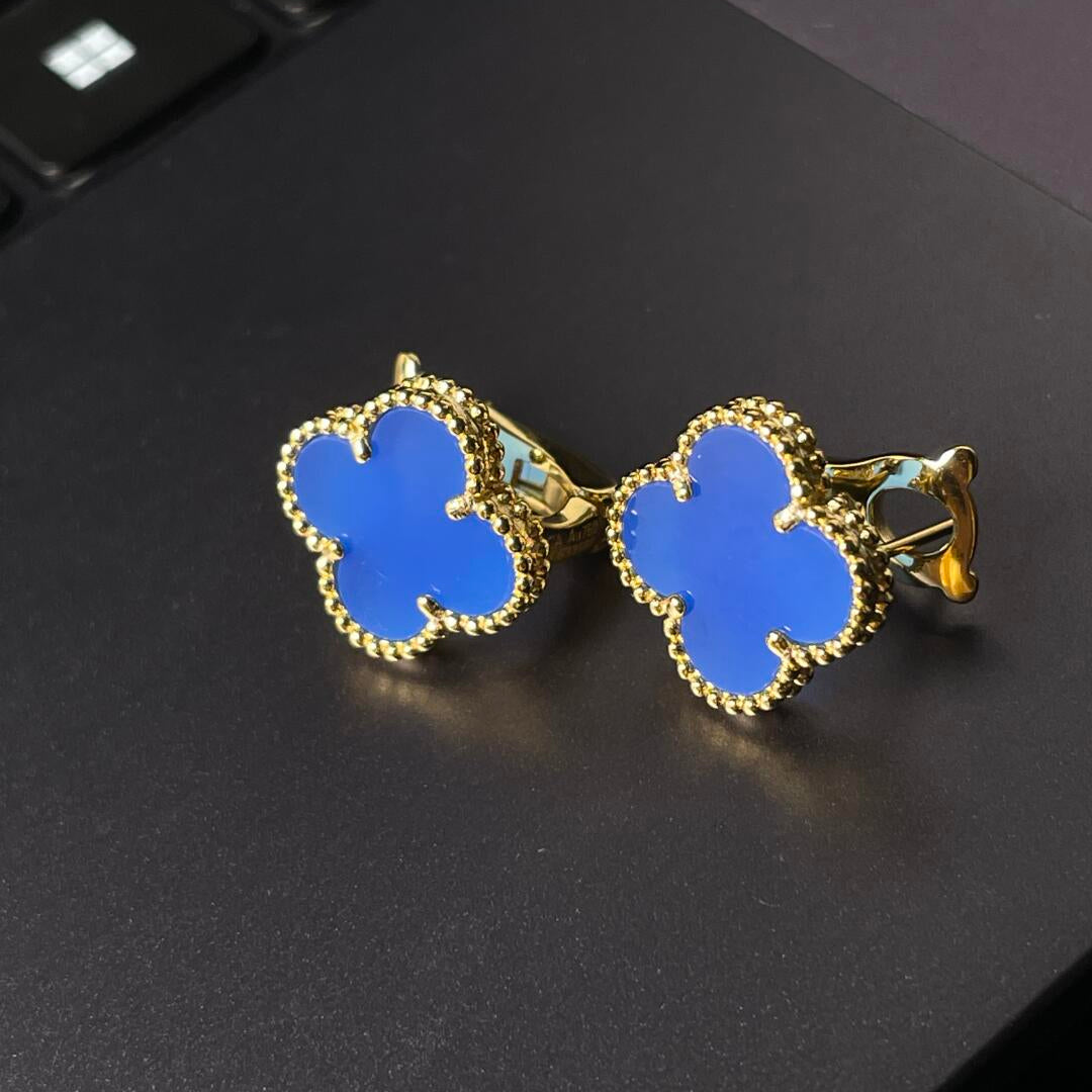 [Dream ] CLOVER LARGE (20mm) 1 MOTIFS BLUE MOP STUD EARRINGS
