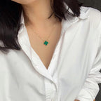 Dream CLOVER 15MM MALACHITE SINGLE FLOWER  NECKLACE