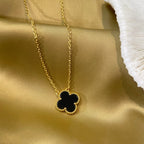 Dream CLOVER 15MM BLACK ONYX SINGLE FLOWER NECKLACE