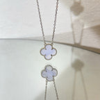 Dream CLOVER 15MM BLUE CHALCEDONY NECKLACE SILVER