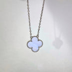 Dream CLOVER 15MM BLUE CHALCEDONY NECKLACE SILVER