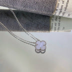 Dream CLOVER 15MM BLUE CHALCEDONY NECKLACE SILVER
