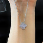 Dream CLOVER 15MM BLUE CHALCEDONY NECKLACE SILVER