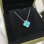 Dream CLOVER 15MM DIAMOND SVRES PORCELAIN  NECKLACE SILVER