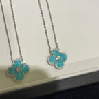 Dream CLOVER 15MM DIAMOND SVRES PORCELAIN  NECKLACE SILVER