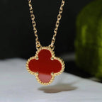 Dream CLOVER 15MM CARNELIAN SINGLE FLOWER NECKLACE