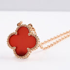 Dream CLOVER 15MM CARNELIAN SINGLE FLOWER NECKLACE
