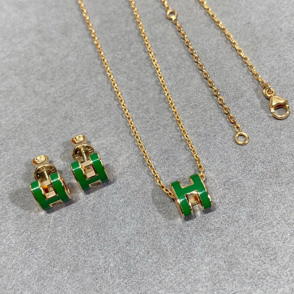 Dream POP H GREEN NECKLACE SILVER AND GOLD