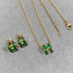Dream POP H GREEN NECKLACE SILVER AND GOLD