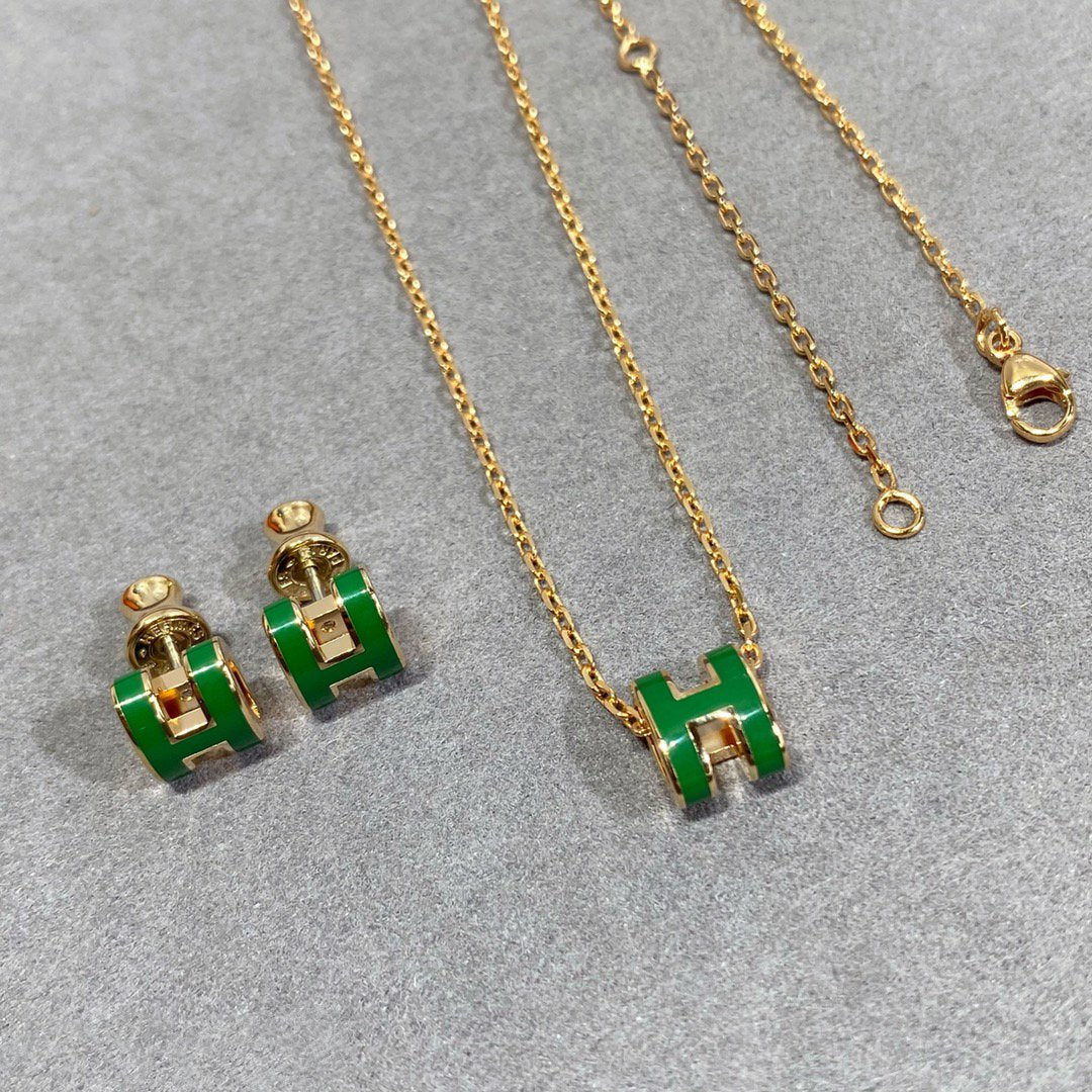 Dream POP H GREEN NECKLACE SILVER AND GOLD