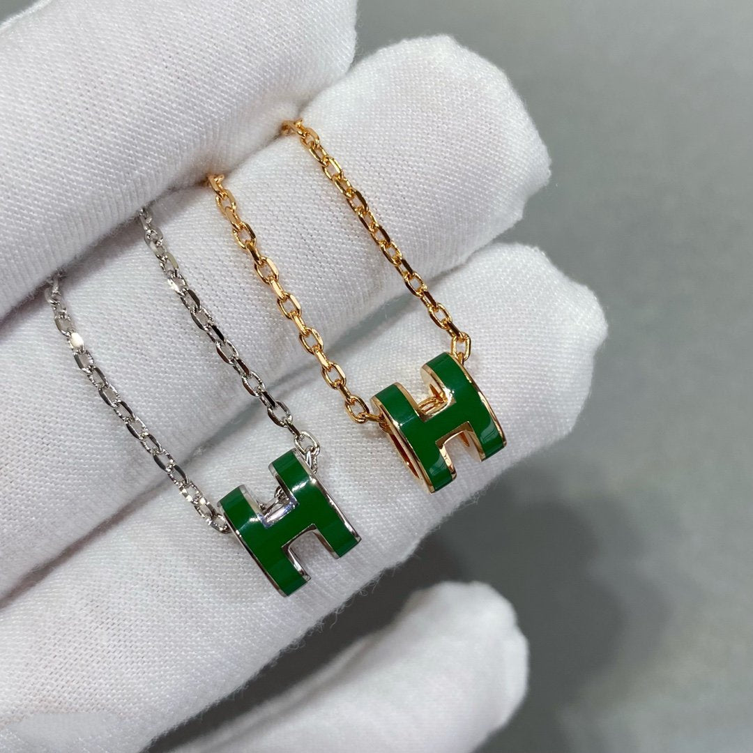 Dream POP H GREEN NECKLACE SILVER AND GOLD