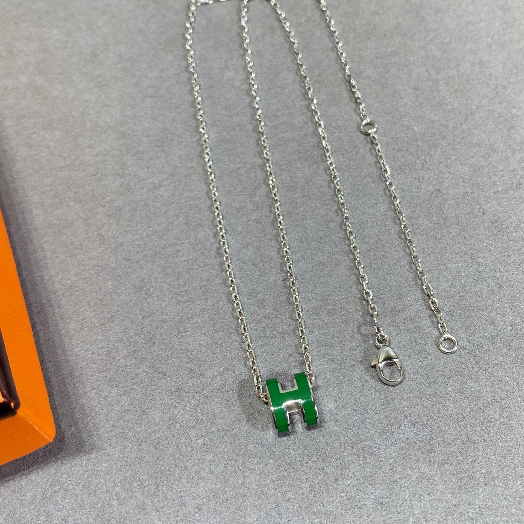 Dream POP H GREEN NECKLACE SILVER AND GOLD