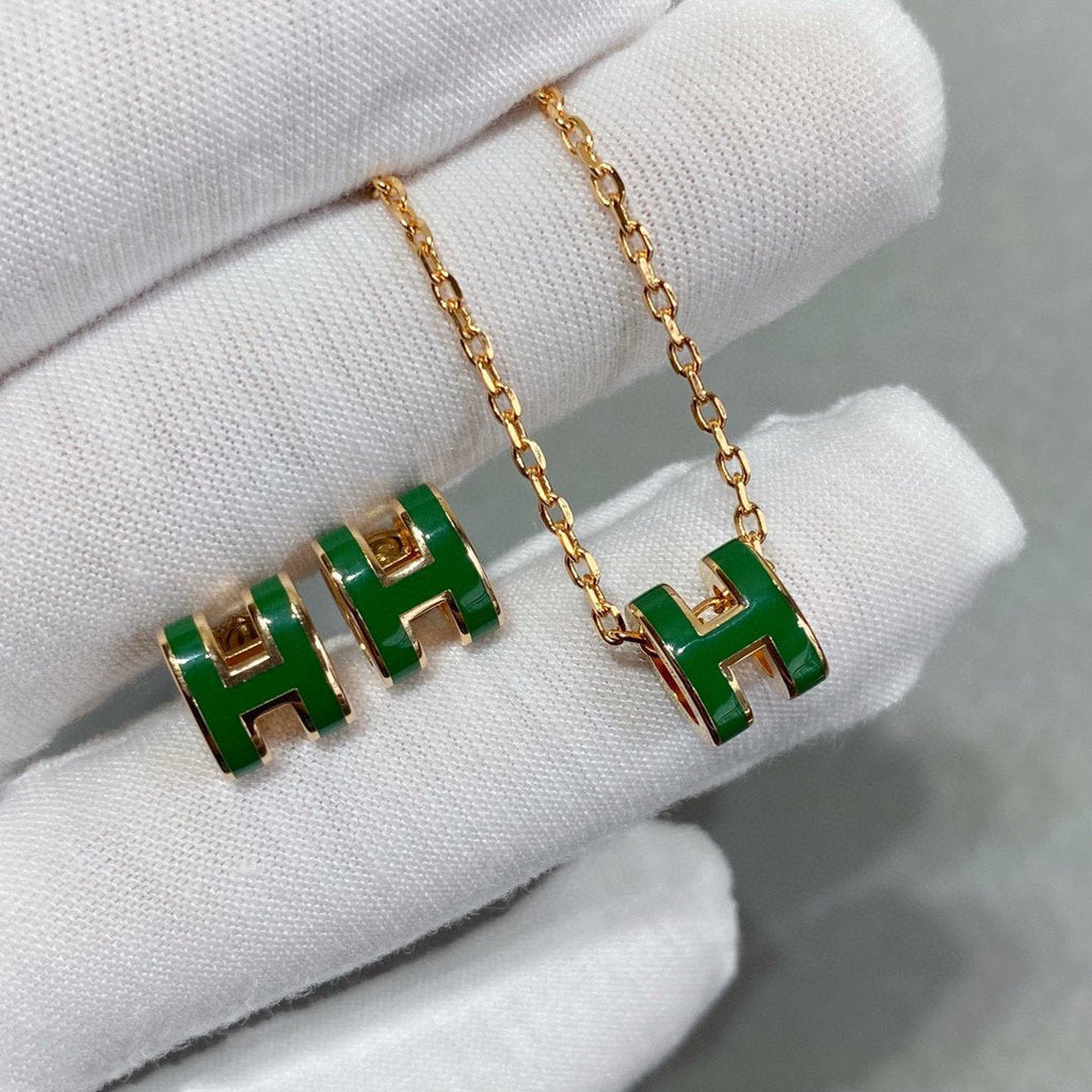 Dream POP H GREEN NECKLACE SILVER AND GOLD
