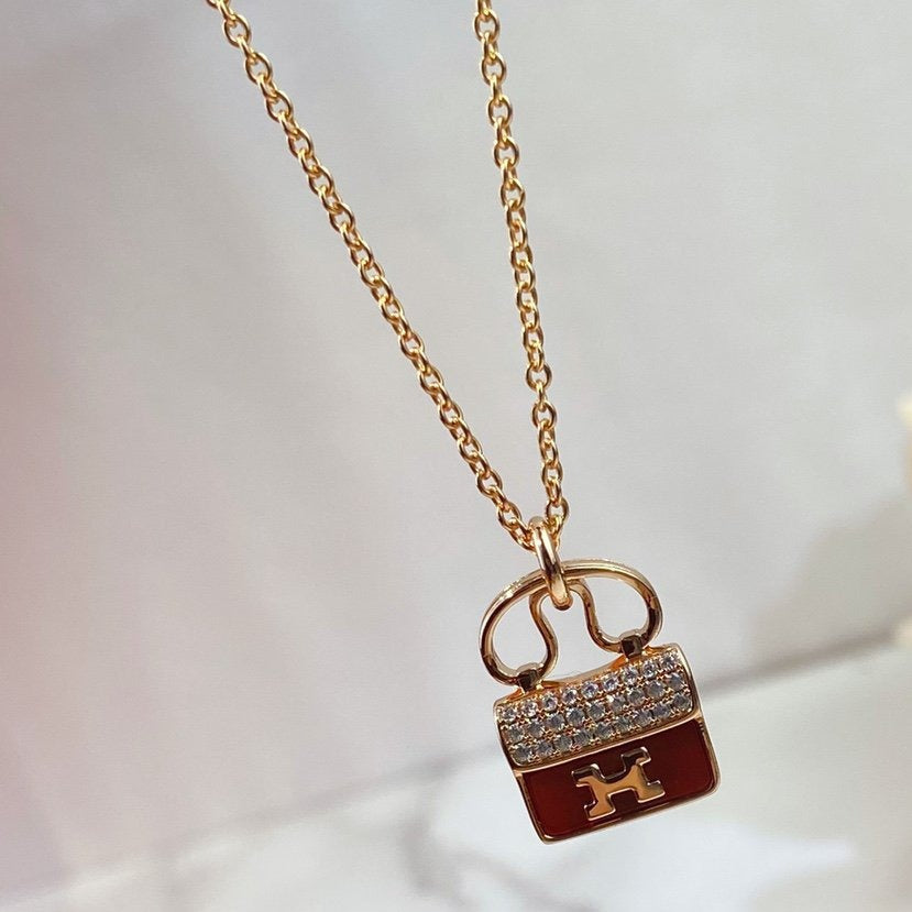Dream CONSTANCE RED PEDANT PINK GOLD NECKLACE