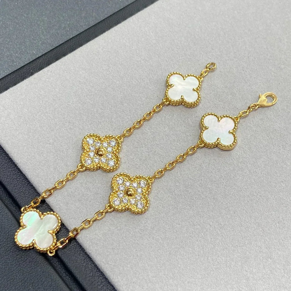 [Dream ]New CLOVER WHITE PEARL MOP 5 MOTIF BRACELET COLLECTION