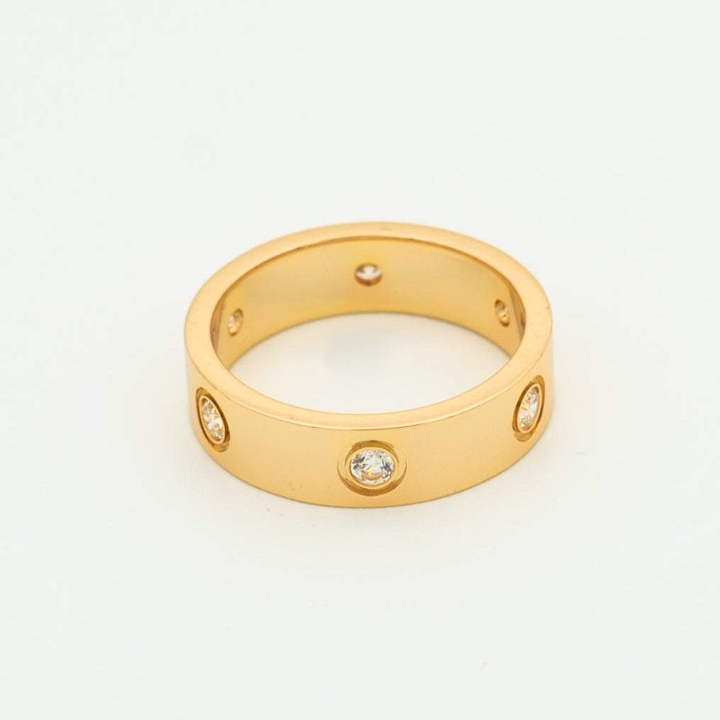 ドリーム LOVE リング 5.5MM 6ダイヤモンド ピンクゴールド
