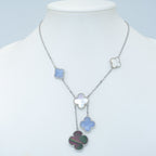 Dream CLOVER MOP CHALCEDONY NECKLACE SILVER 6 MOTIF