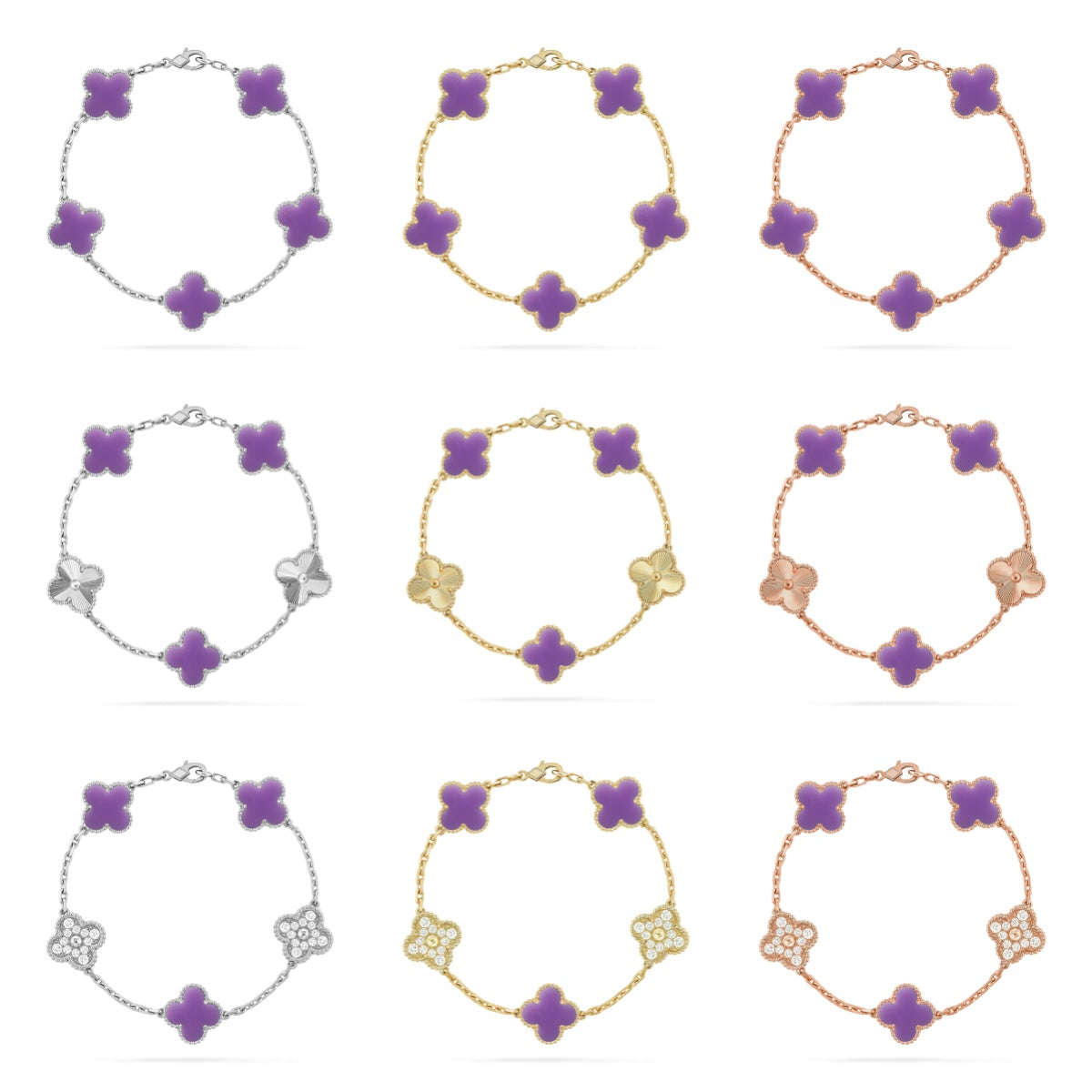 [Dream ]New CLOVER 5 MOTIF LIGHT PURPLE BRACELET COLLECTION