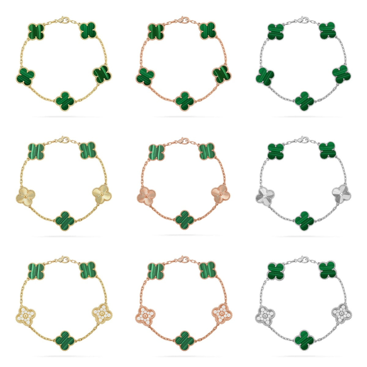 [Dream ]New  CLOVER 5 MOTIF MALACHITE BRACELET COLLECTION