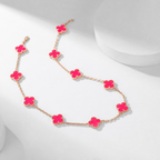 [Dream]NEW CLOVER 10 MOTIFS PINK ENAMEL NECKLACE