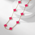 [Dream]NEW CLOVER 10 MOTIFS PINK ENAMEL NECKLACE
