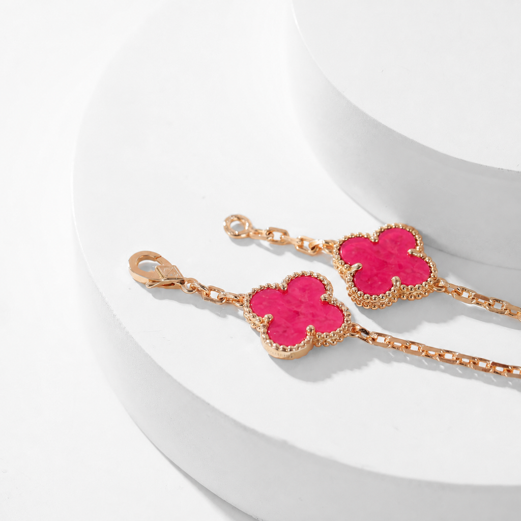 [Dream]NEW CLOVER 10 MOTIFS PINK ENAMEL NECKLACE
