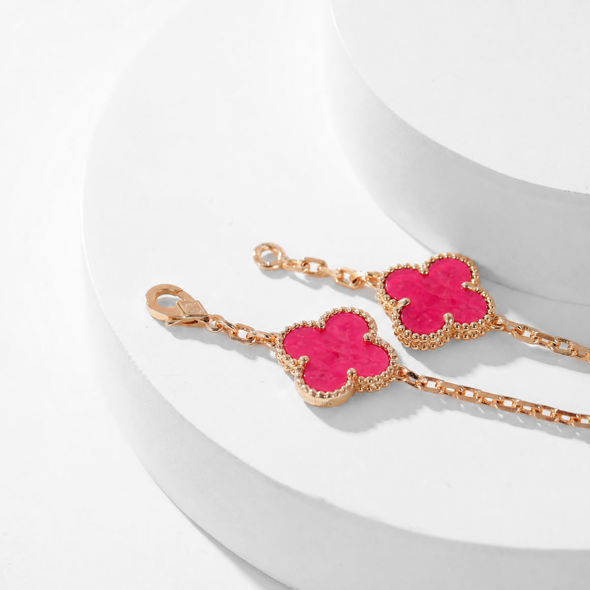 [Dream]NEW CLOVER 10 MOTIFS PINK ENAMEL NECKLACE