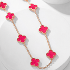[Dream]NEW CLOVER 10 MOTIFS PINK ENAMEL NECKLACE