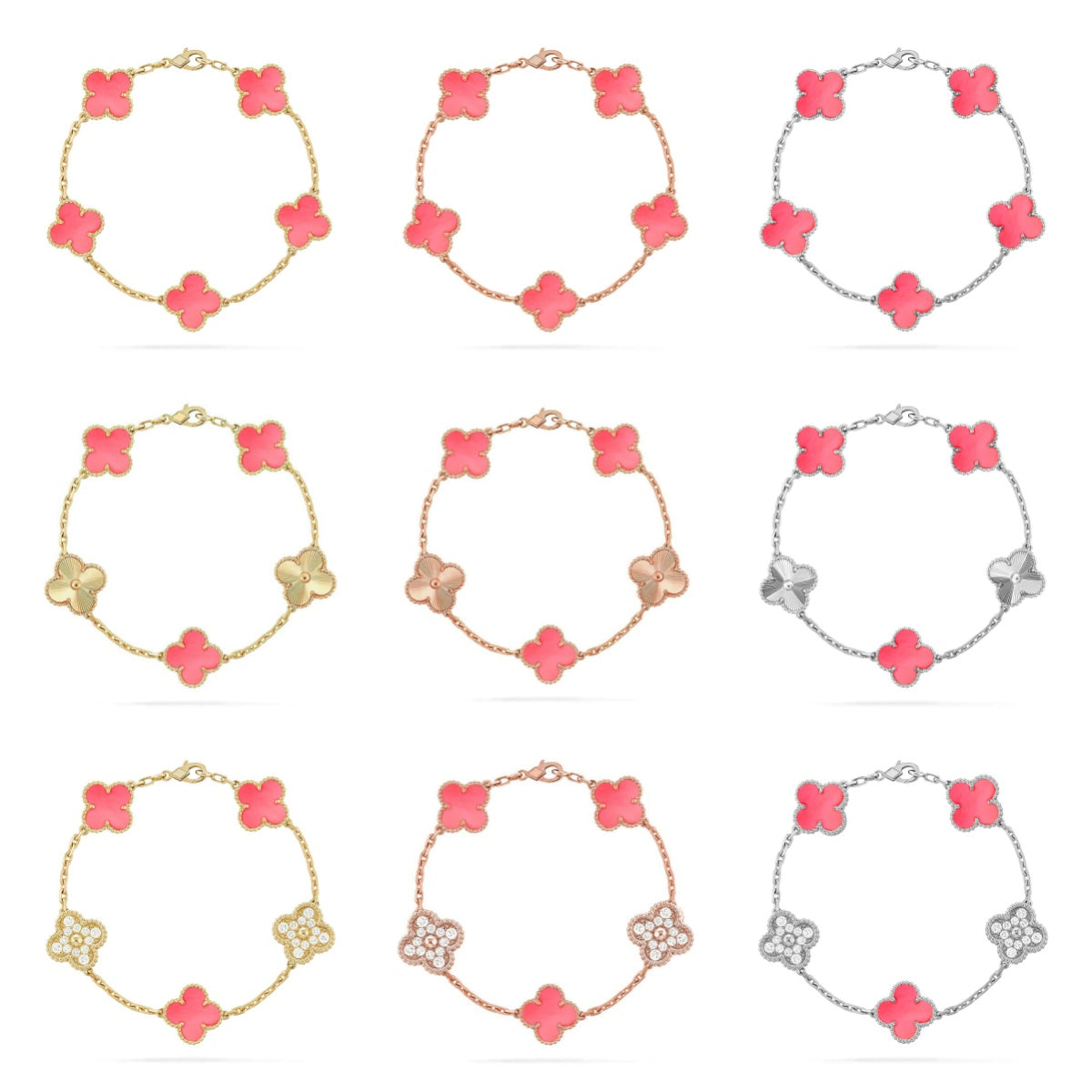 [Dream ]New  CLOVER 5 MOTIFS  PINK MOP BRACELET COLLECTION